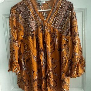 Davis Dani Size M womens Tunic Yellow Print